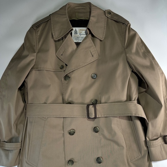 London Fog vintage mens trench coat relaxed cotton blend zip out liner 40R - Picture 3 of 16